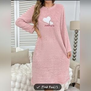 New Small Fuzzy Pink and White Long Sleeve Dress/ Pajama